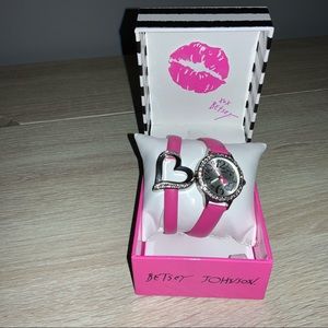 Betsey Johnson Open Heart Bracelet and Watch Set